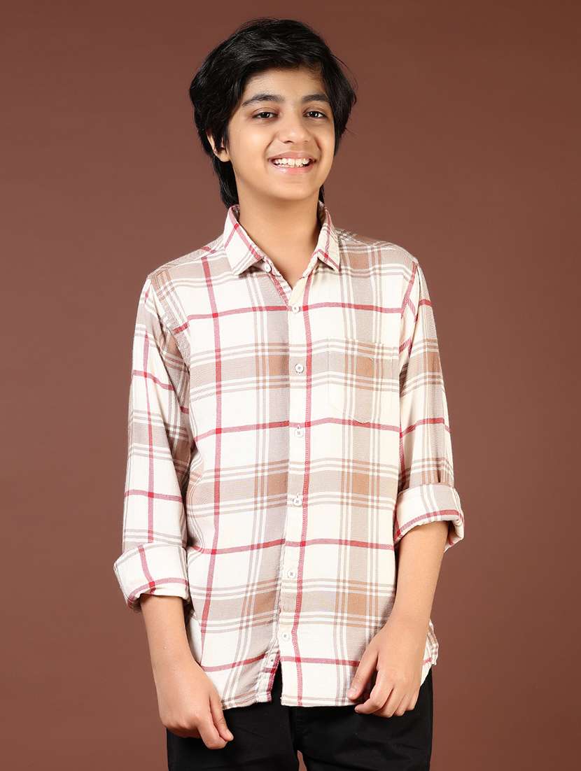 boys checkered long sleeve casual shirt - 21685223 -  Standard Image - 1