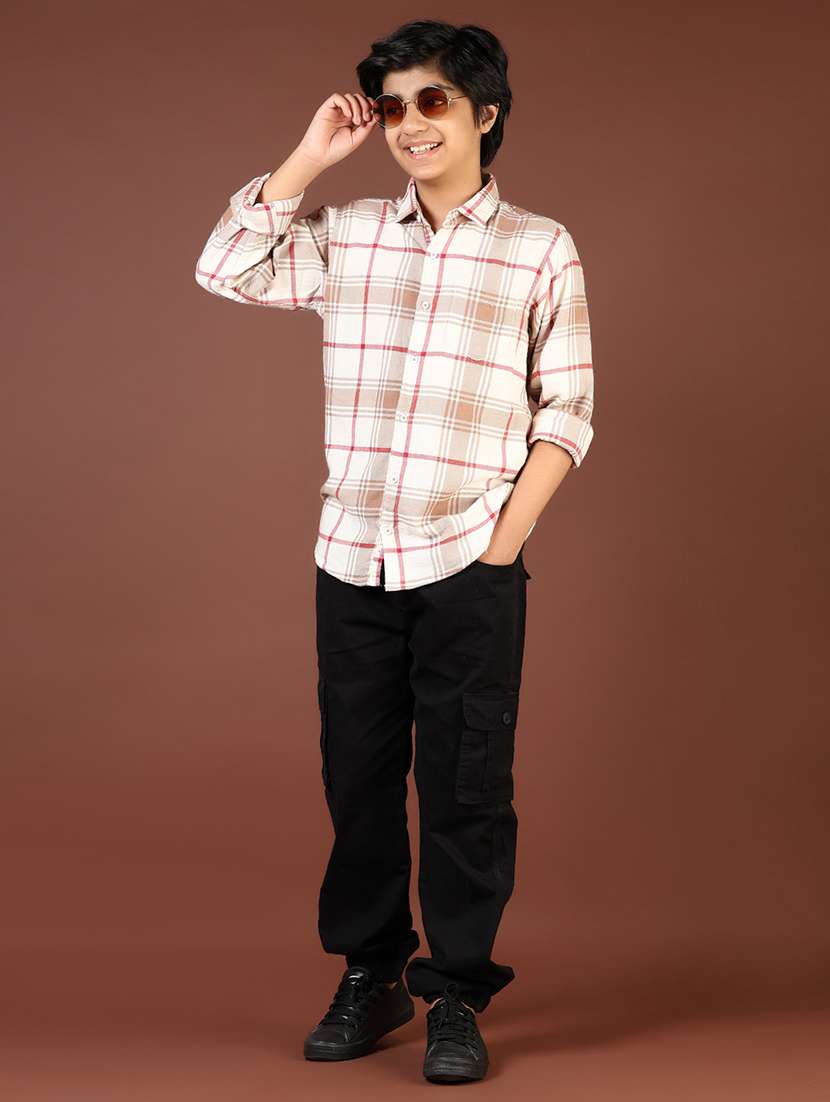 boys checkered long sleeve casual shirt - 21685223 -  Standard Image - 4