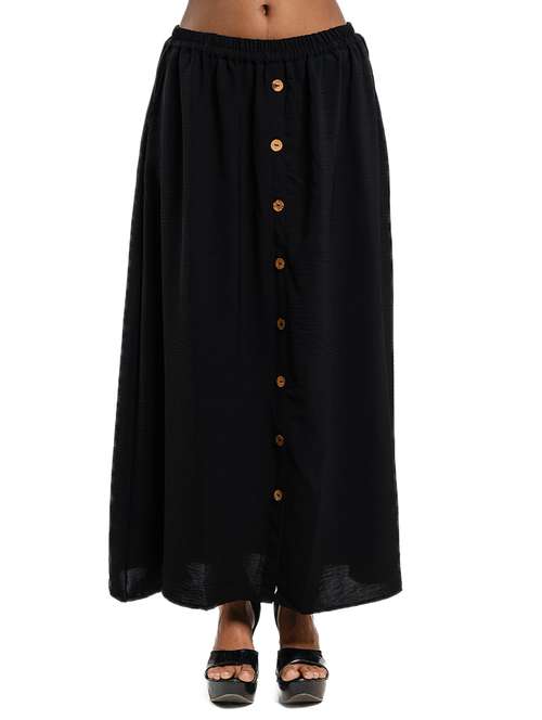 women black solid a-line maxi skirt
