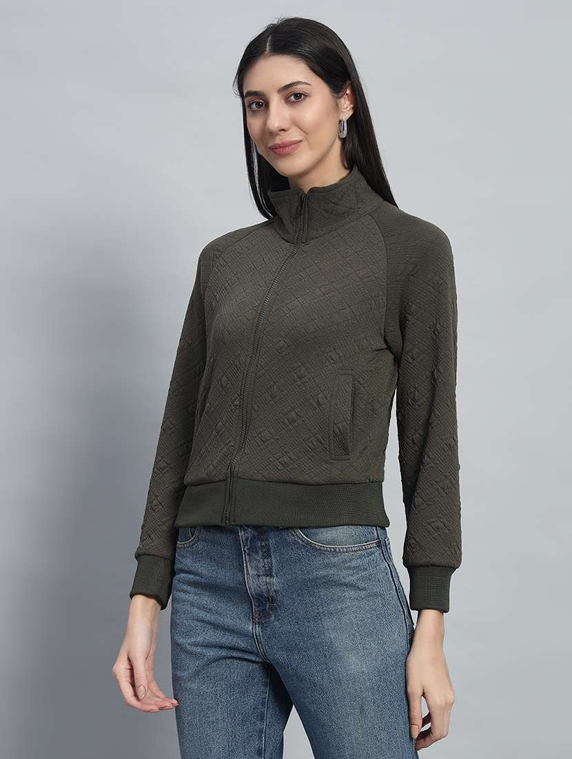 women solid long sleeves sweatshirt - 21685413 - Standard Image - 1