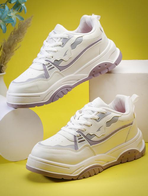 women white lace-up sneakers - 21685437 -  Standard Image - 0