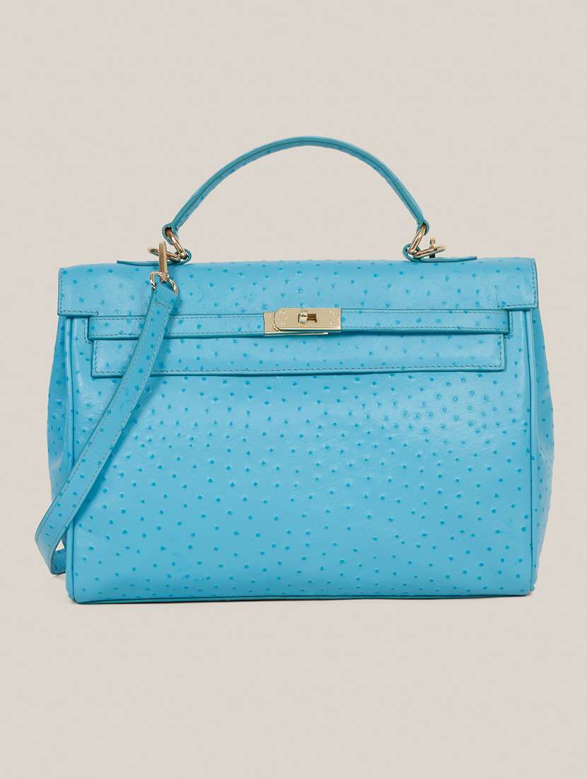 women blue textured leather handbag - 21685471 - Zoom Image - 0