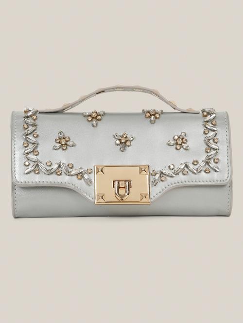 women embellished clutch with sling chain - 21685472 - Standard Image - 0