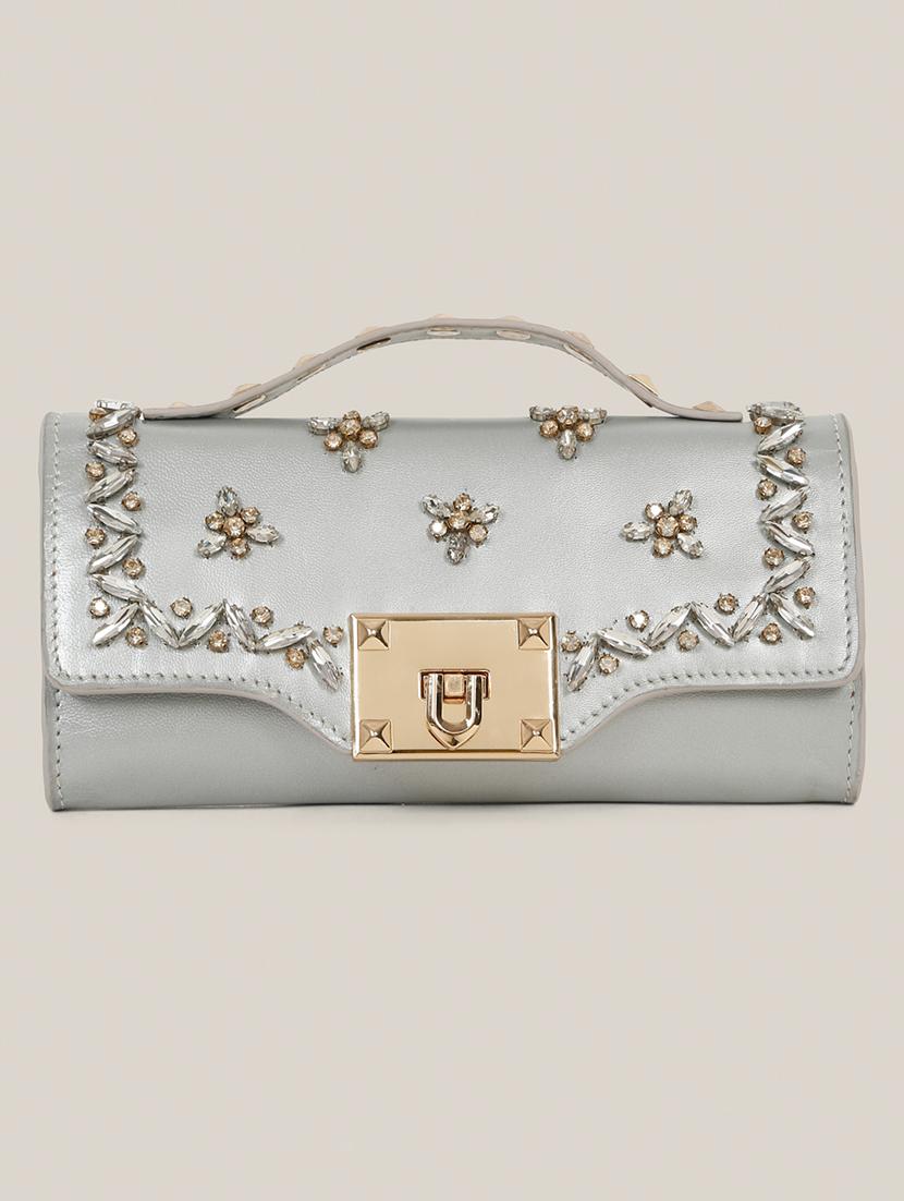 women embellished clutch with sling chain - 21685472 - Zoom Image - 0