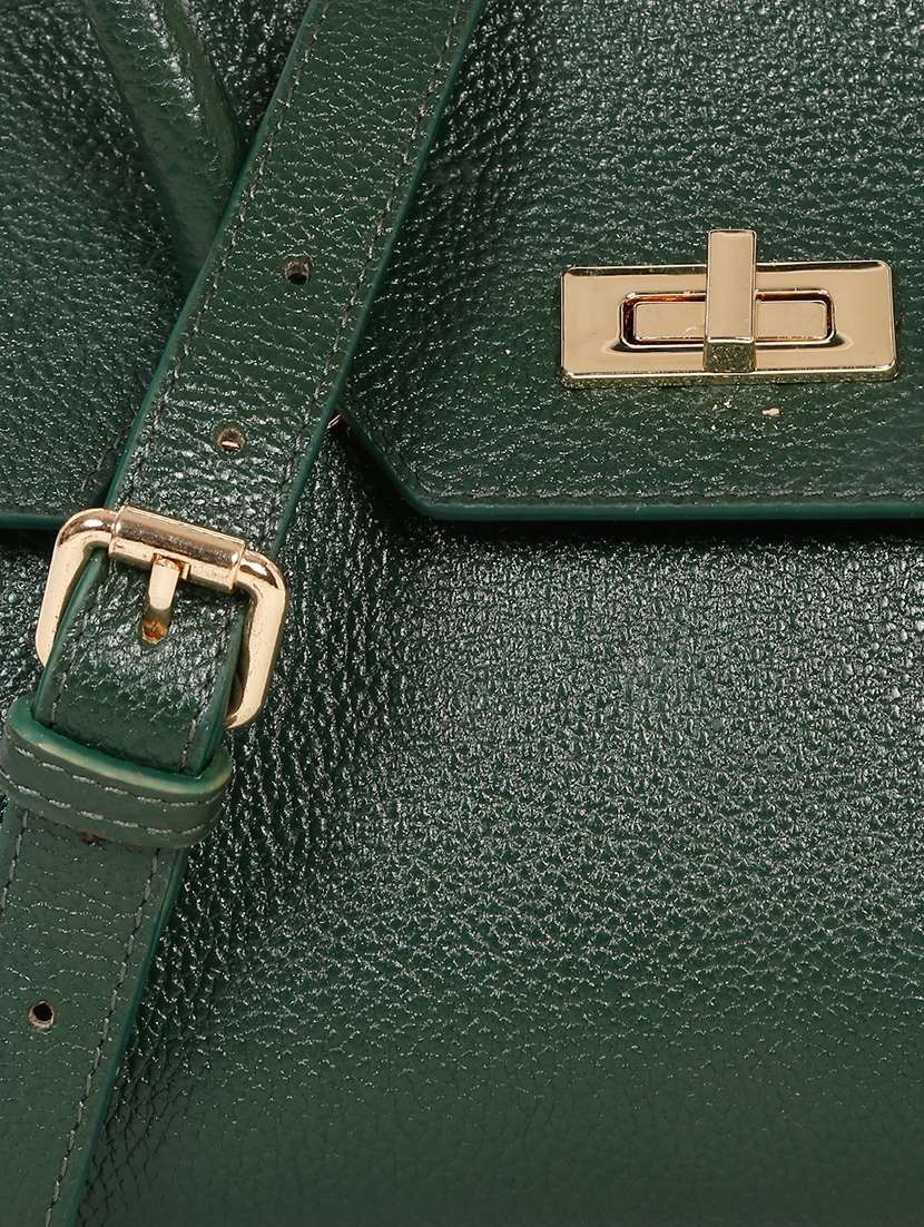Women Solid Leather Handbag