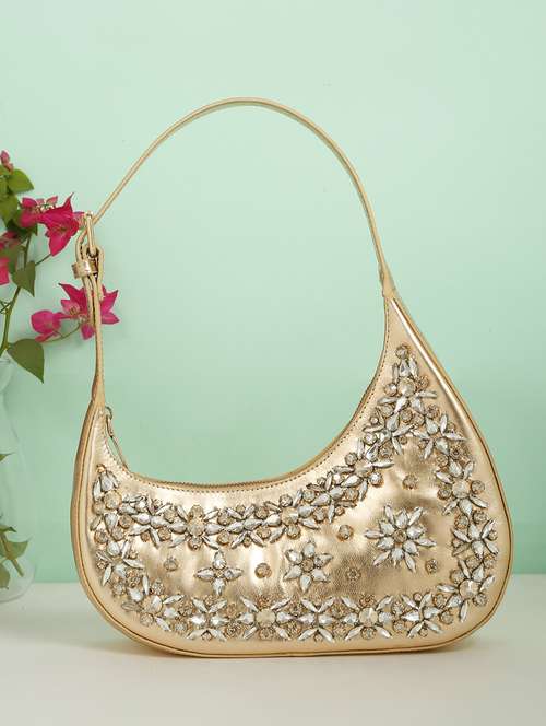women beige emnellished handbag - 21685477 -  Standard Image - 0