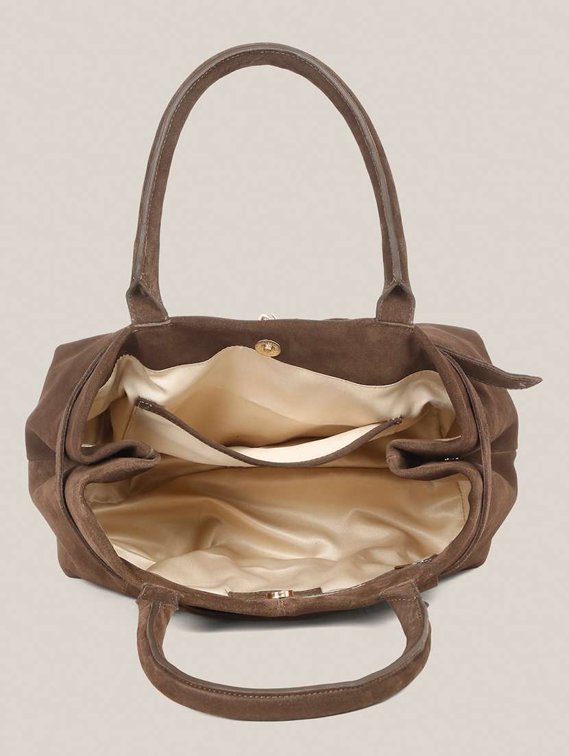 Women Solid Leather Handbag