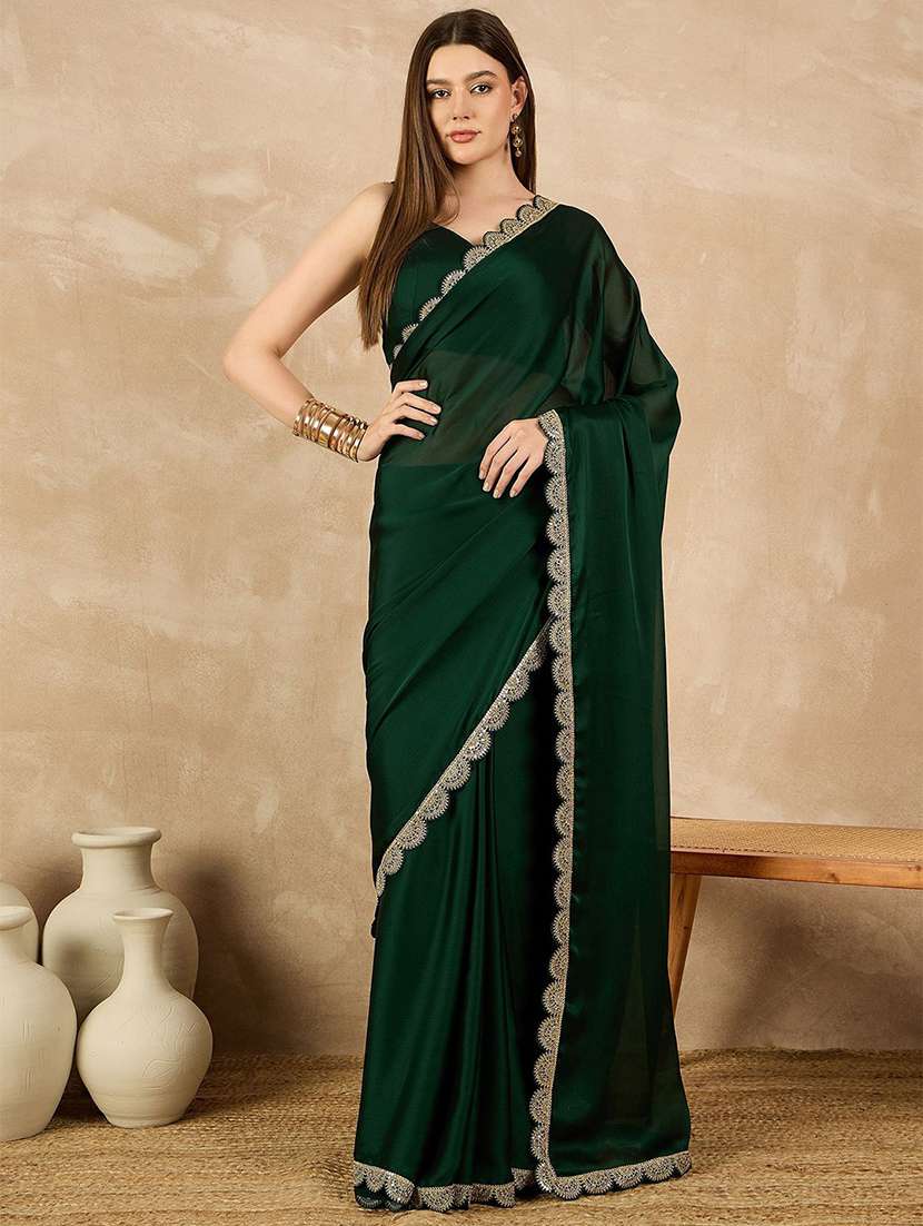women green bordered saree with blouse