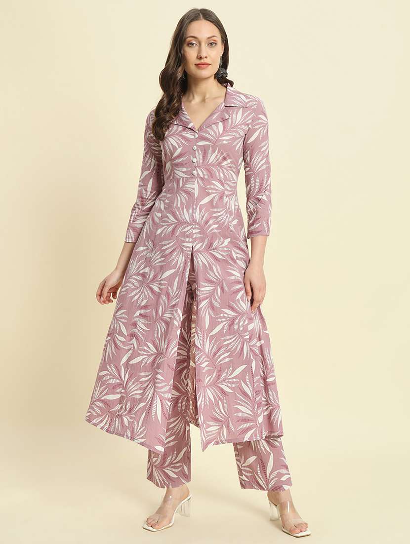 women three quarter sleeve kurta pant set