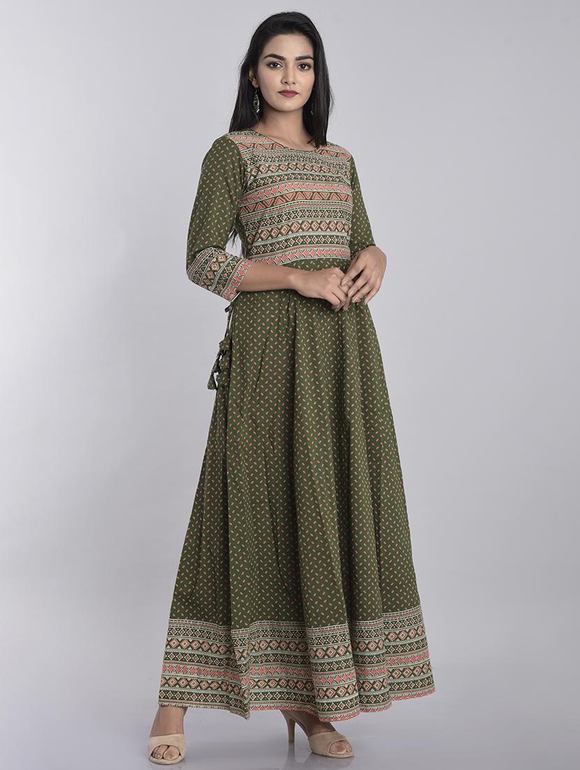 women three quarter sleeve anarkali kurta - 21685571 - Standard Image - 1