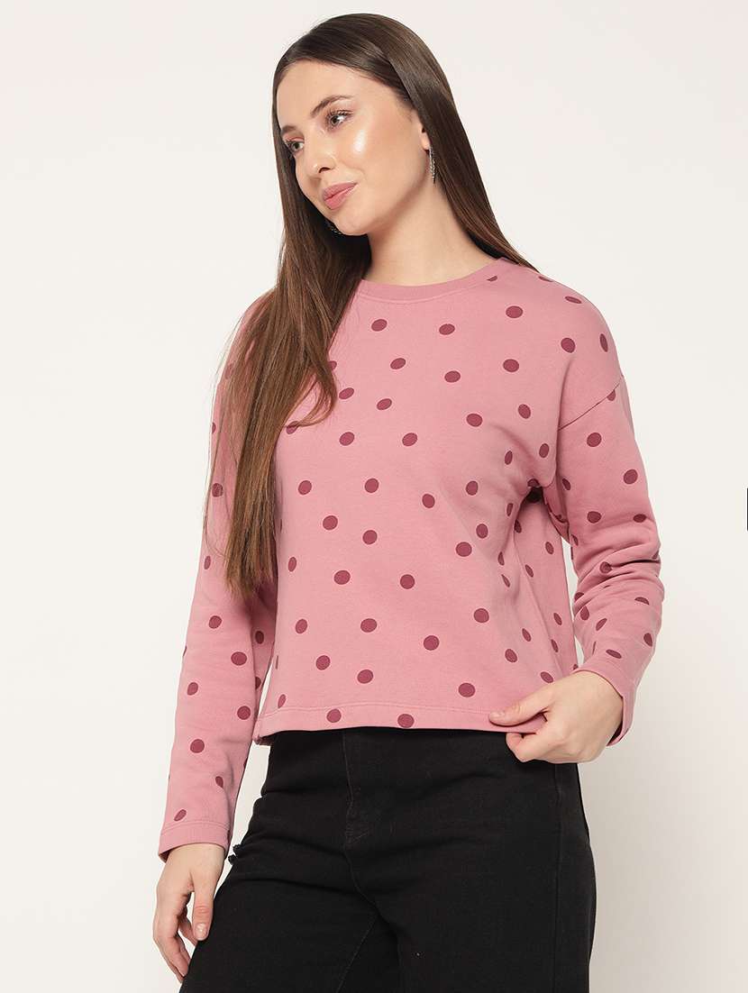 women polka doted all over print sweatshirt - 21685585 -  Standard Image - 1
