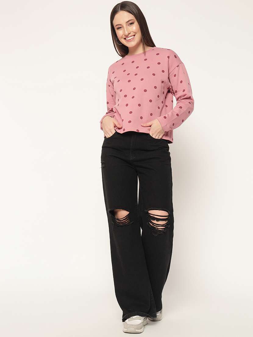 women polka doted all over print sweatshirt - 21685585 -  Standard Image - 4