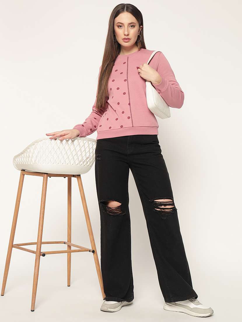 women polka doted placement print sweatshirt - 21685586 -  Standard Image - 4
