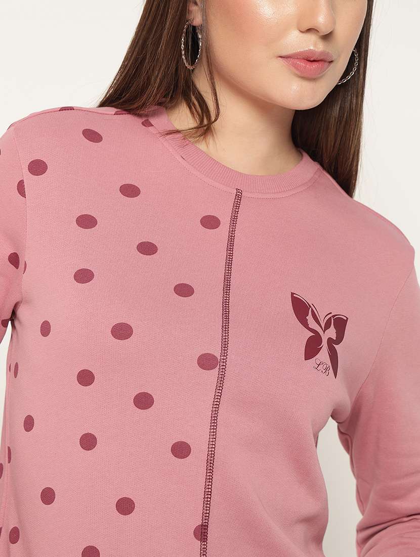 women polka doted placement print sweatshirt - 21685586 -  Standard Image - 6