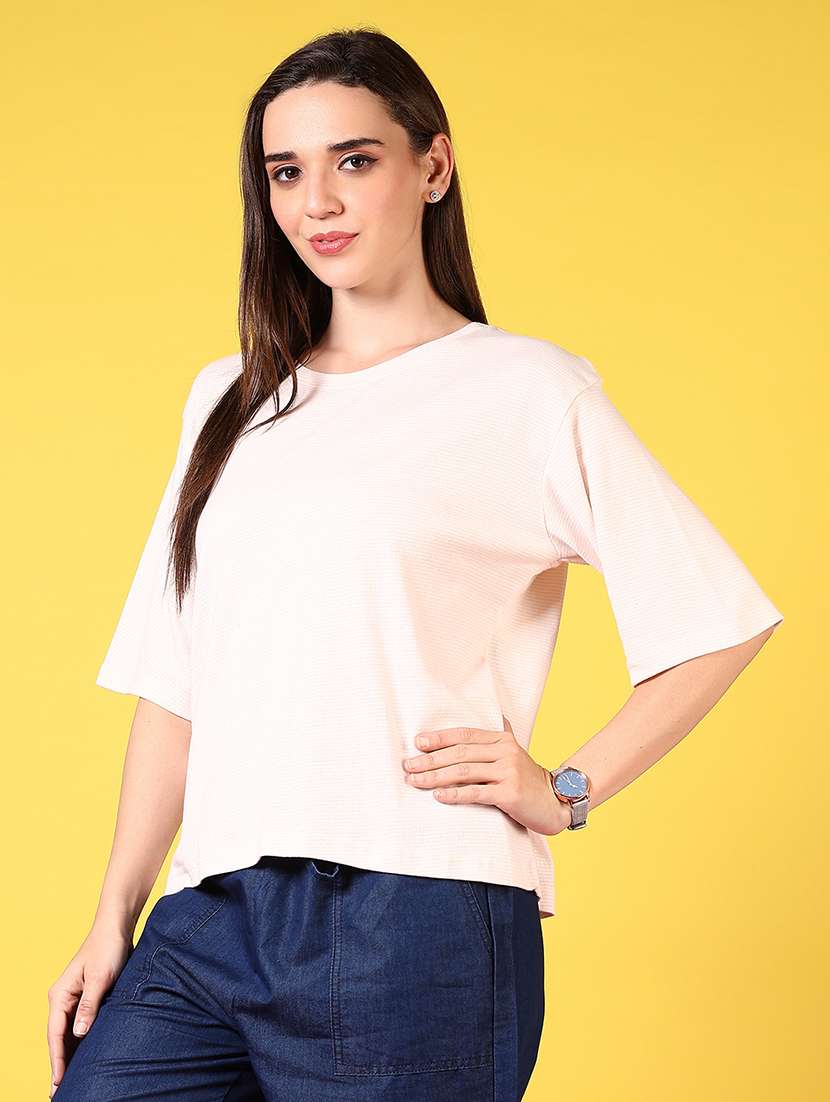 women striped round neck t-shirt - 21685649 -  Standard Image - 1
