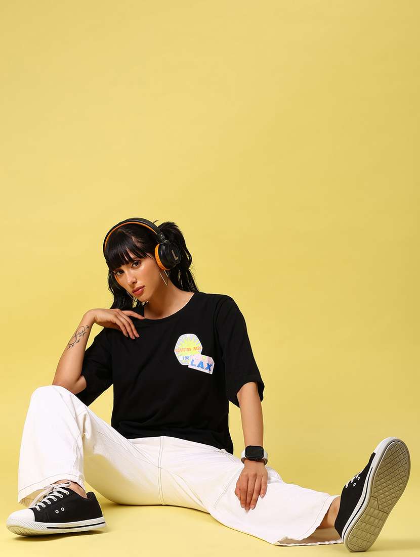 women printed short sleeve loose fit t-shirt - 21685653 - Standard Image - 4