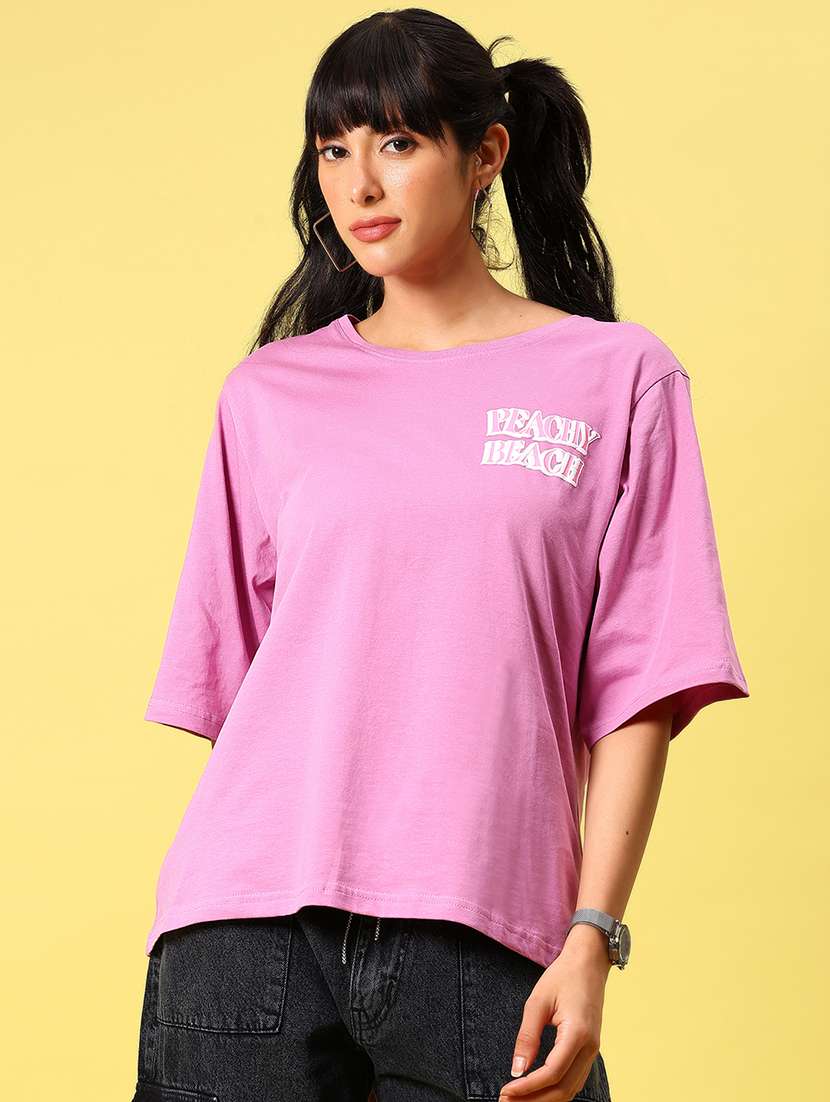 women printed short sleeve loose fit t-shirt - 21685654 - Standard Image - 1