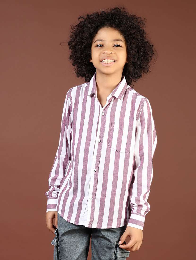 boys striped collared casual shirt - 21685691 -  Standard Image - 1