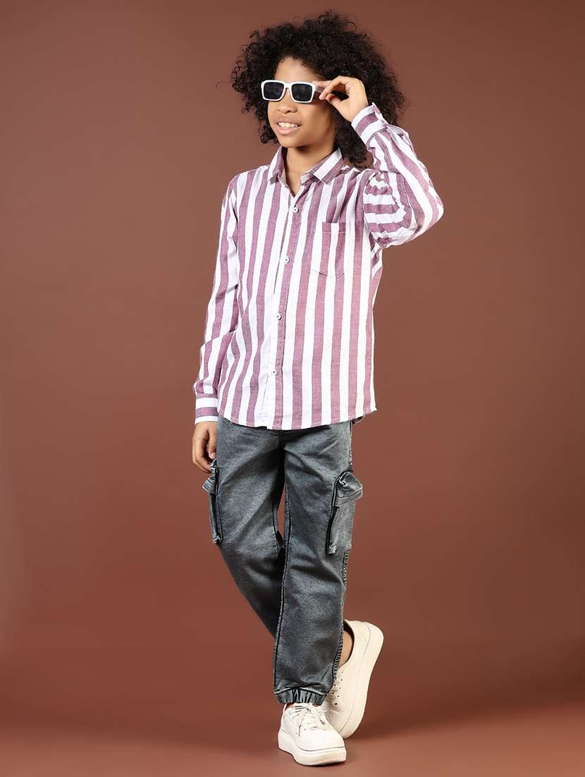 boys striped collared casual shirt - 21685691 -  Standard Image - 4