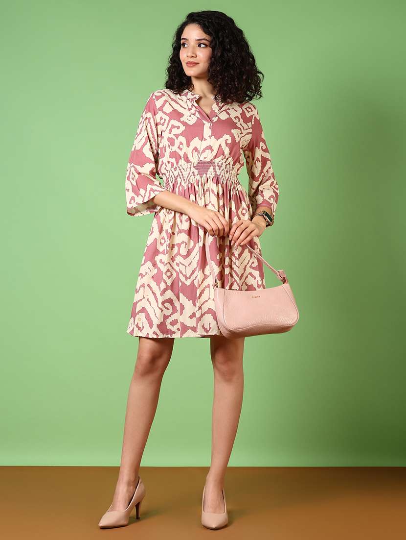 women printed bell sleeves a-line dress - 21685692 - Zoom Image - 0