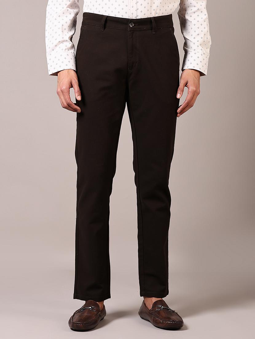 men solid mid rise chinos trouser