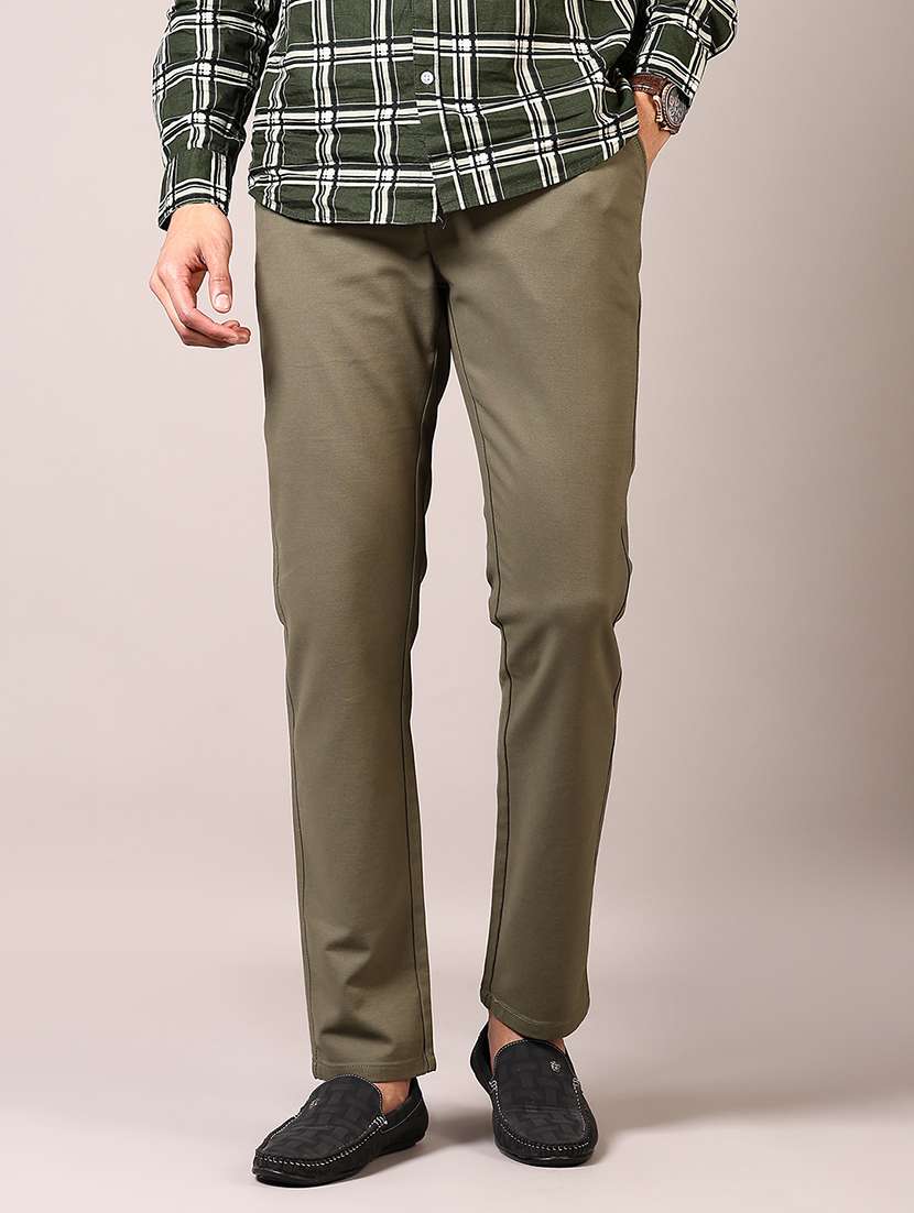 men solid mid rise chinos trouser - 21685725 -  Standard Image - 1