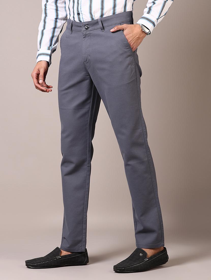 men solid mid rise chinos trouser - 21685726 - Standard Image - 1