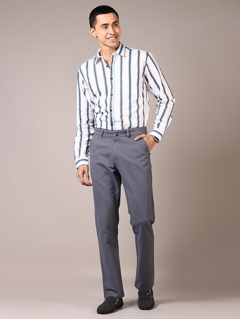 men solid mid rise chinos trouser - 21685726 - Standard Image - 4