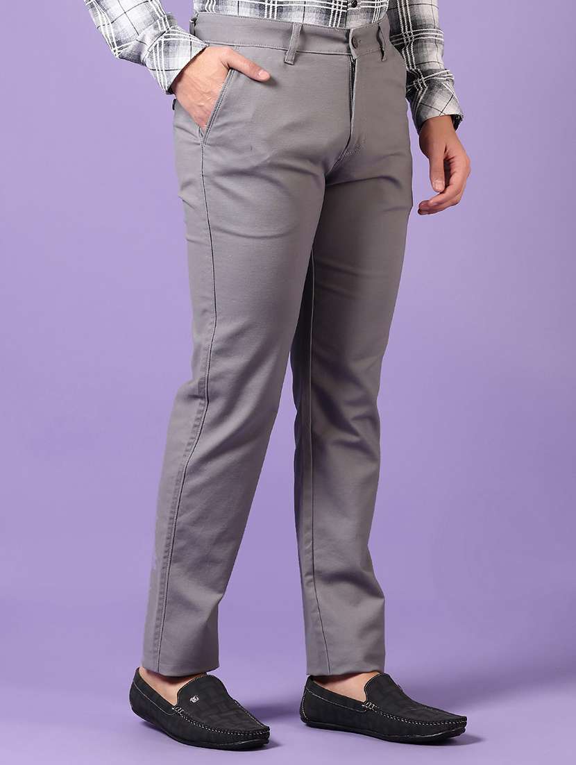 men solid mid rise chinos trouser - 21685727 -  Standard Image - 1