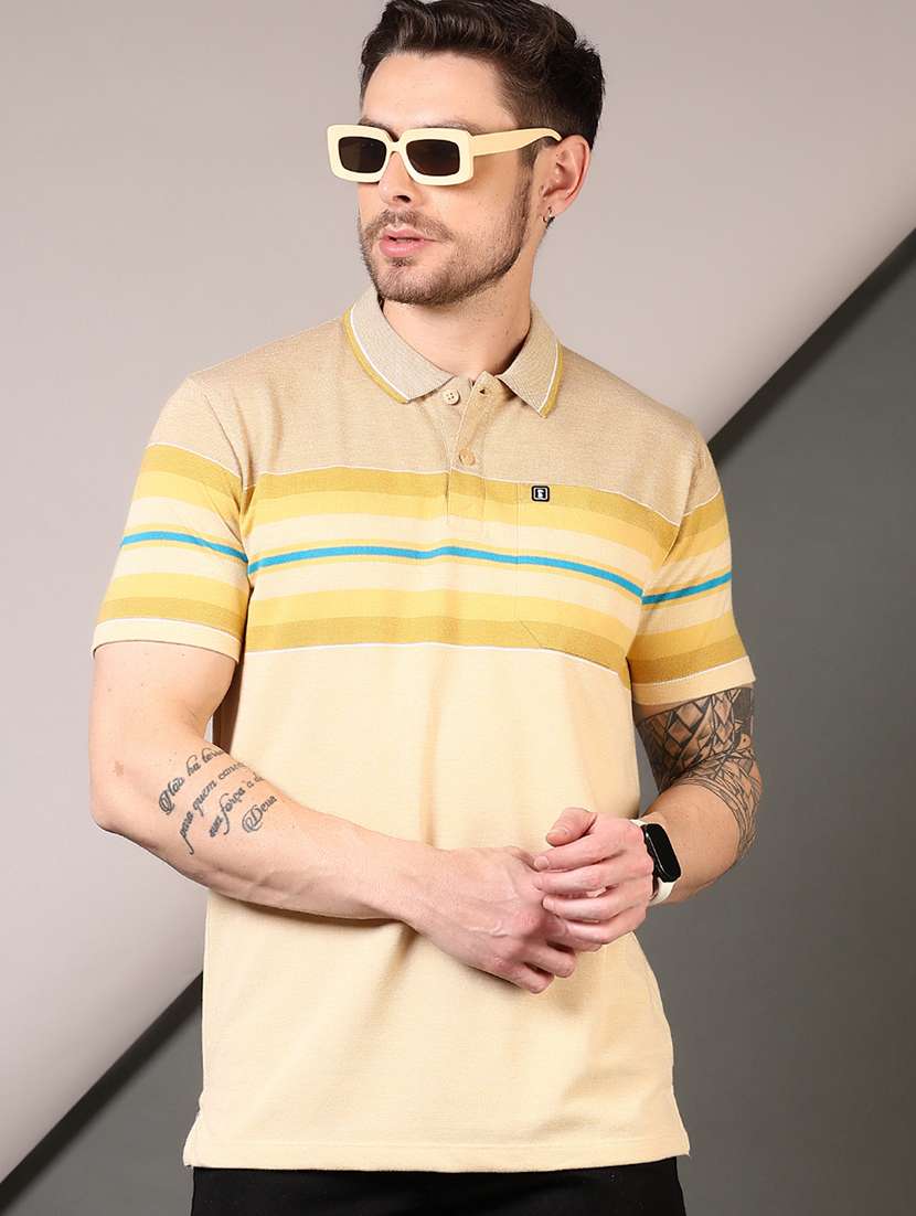 men striped short sleeve regular fit polo t-shirt - 21685768 -  Standard Image - 1