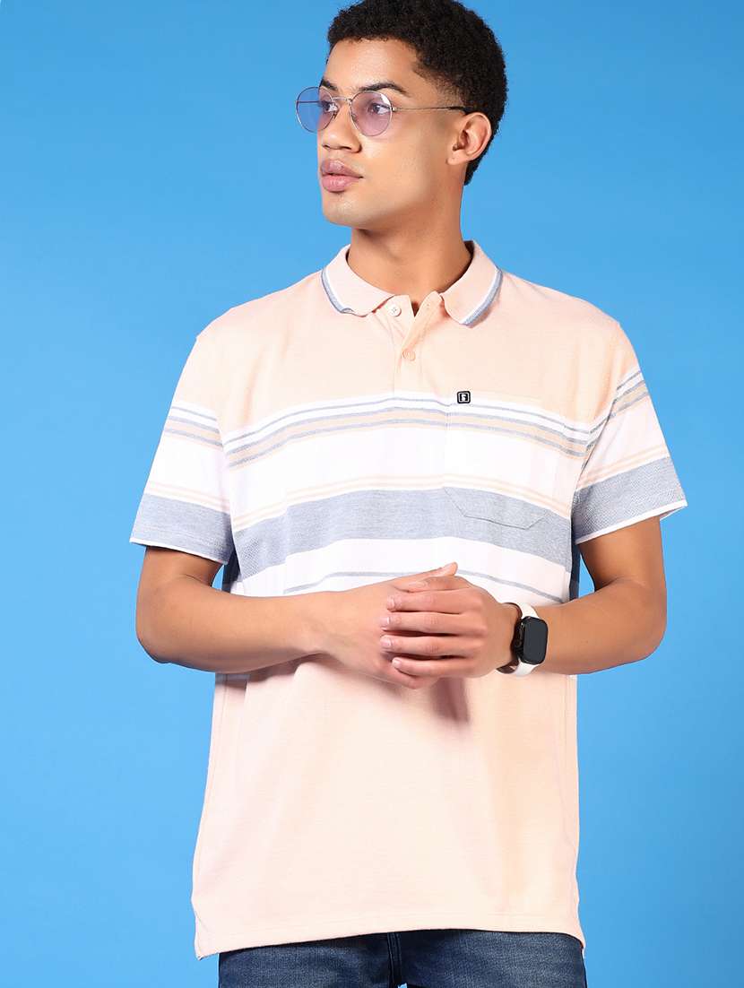 men striped short sleeve regular fit polo t-shirt - 21685769 -  Standard Image - 1