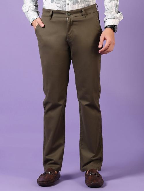 men solid mid rise chinos trouser - 21685793 - Standard Image - 0