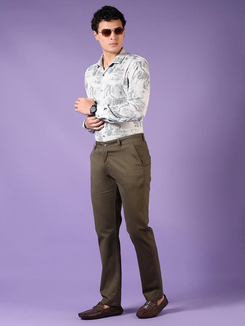 men solid mid rise chinos trouser - 21685793 - Standard Image - 4