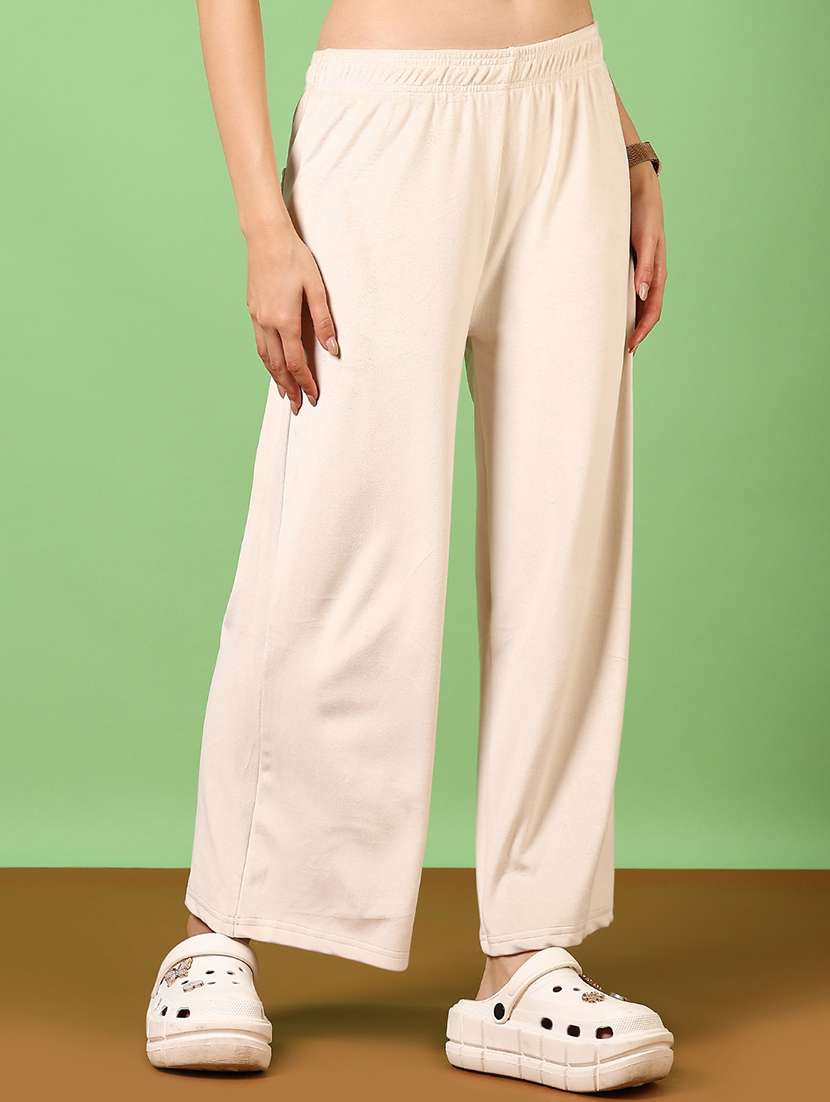 women solid mid rise wide leg trouser - 21685796 -  Standard Image - 1