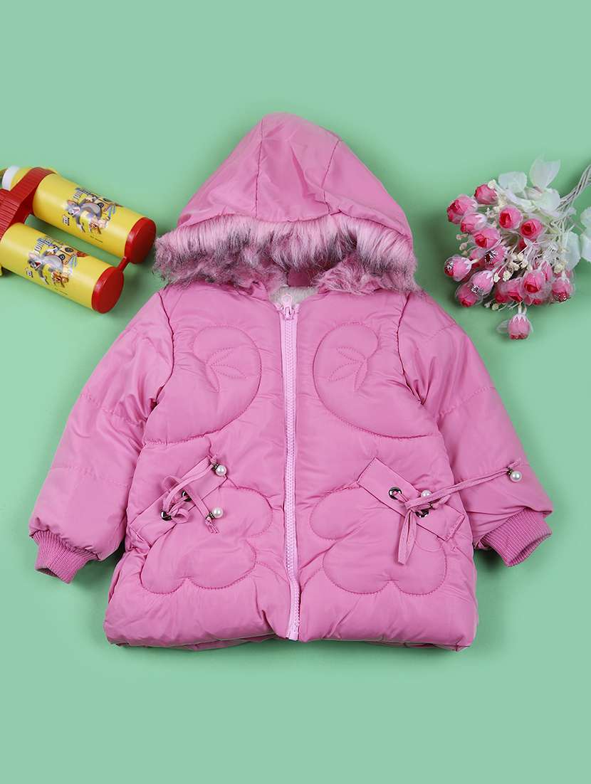girls solid long sleeve quilted jacket