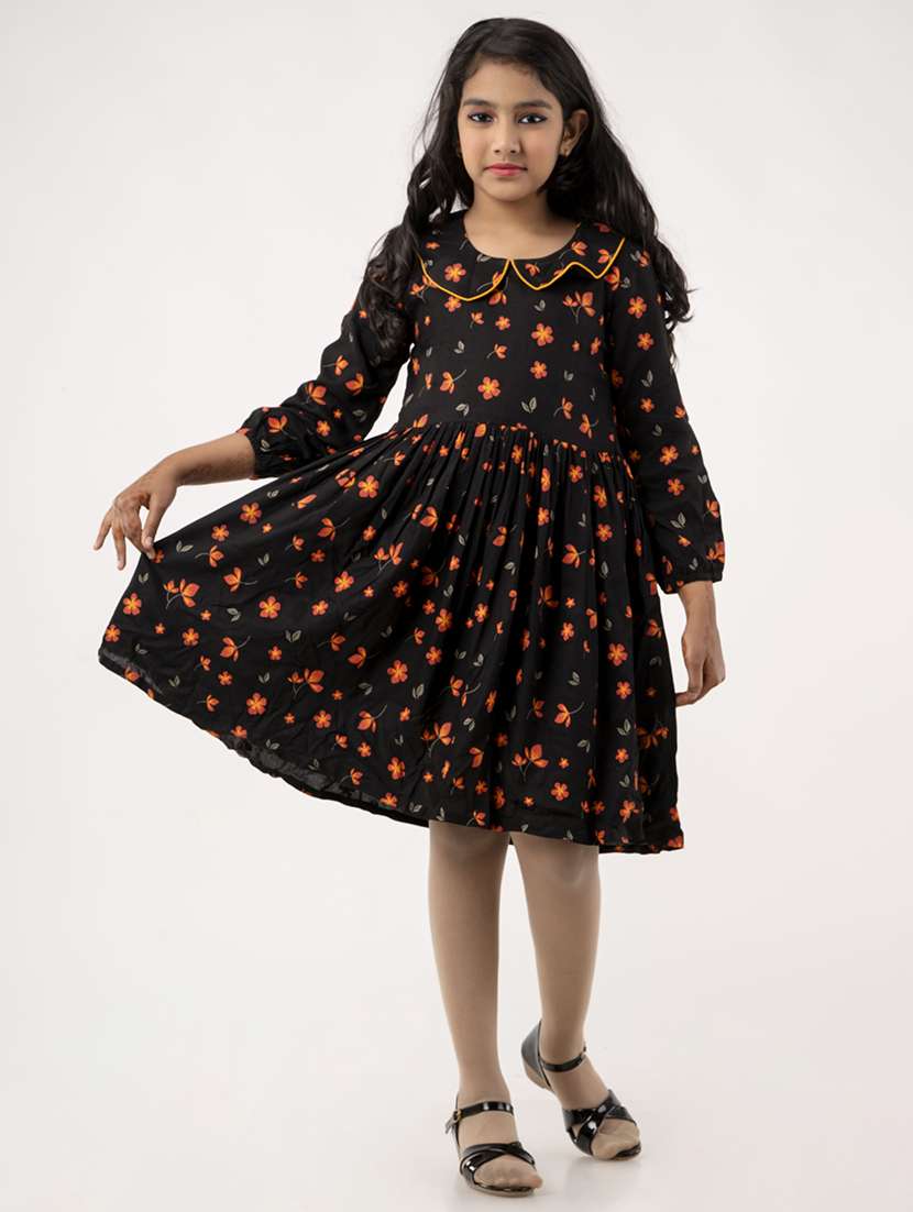 girls floral printed fit & flare dress - 21685949 -  Standard Image - 1