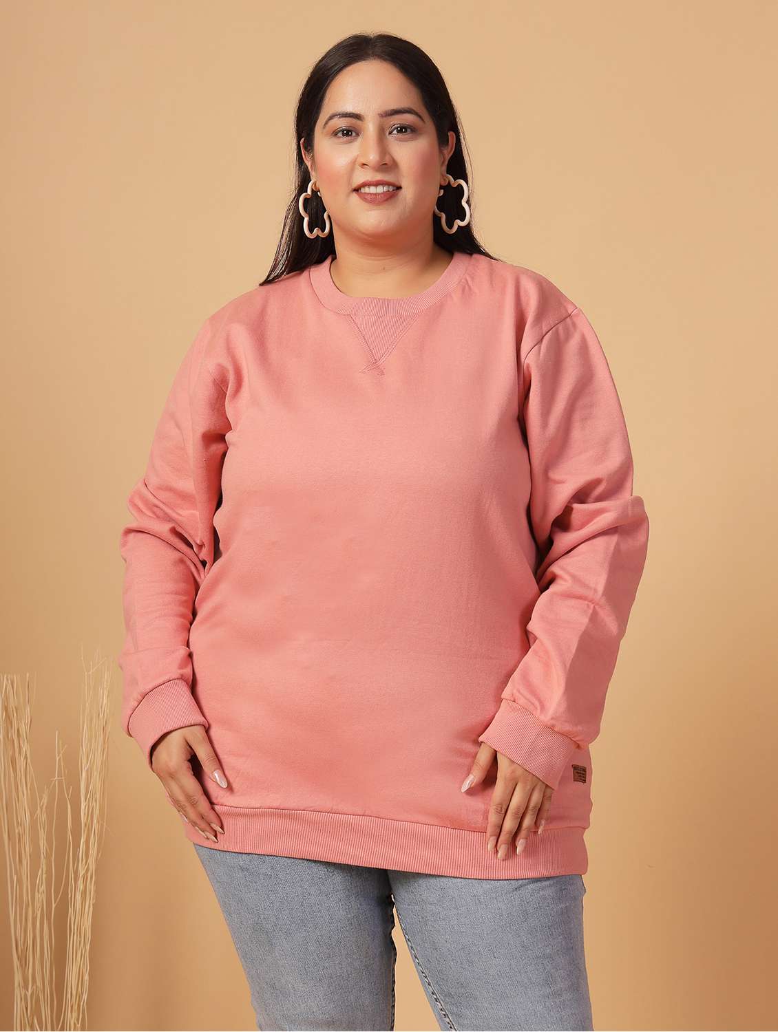 women plus size long sleeves sweatshirt - 21686018 -  Standard Image - 1