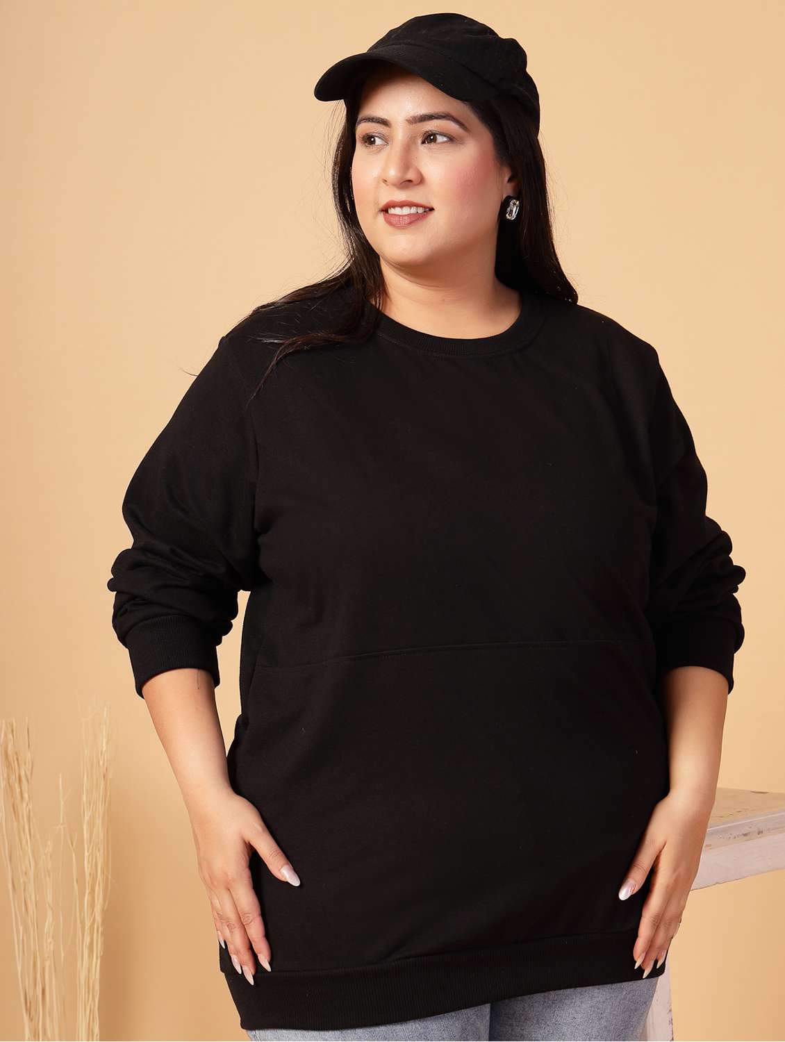 women plus size solid long sleeves sweatshirt