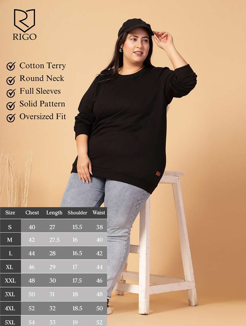 women plus size solid long sleeves sweatshirt - 21686022 -  Standard Image - 4