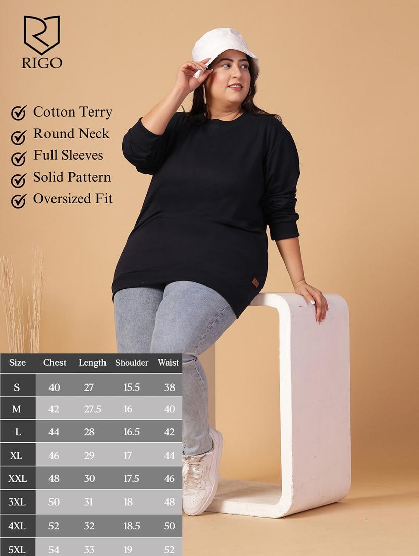 women plus size solid long sleeves sweatshirt - 21686023 - Standard Image - 4