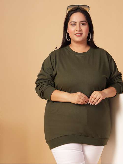 women plus size solid long sleeves sweatshirt - 21686024 -  Standard Image - 0