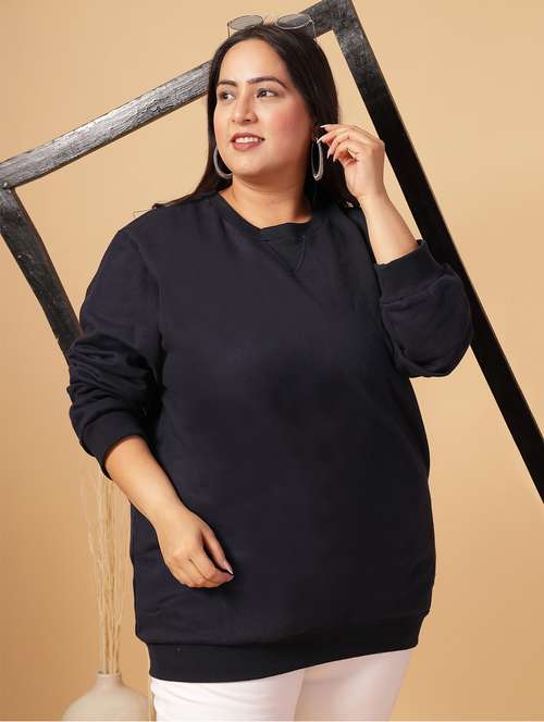 women plus size solid long sleeves sweatshirt - 21686025 -  Standard Image - 0