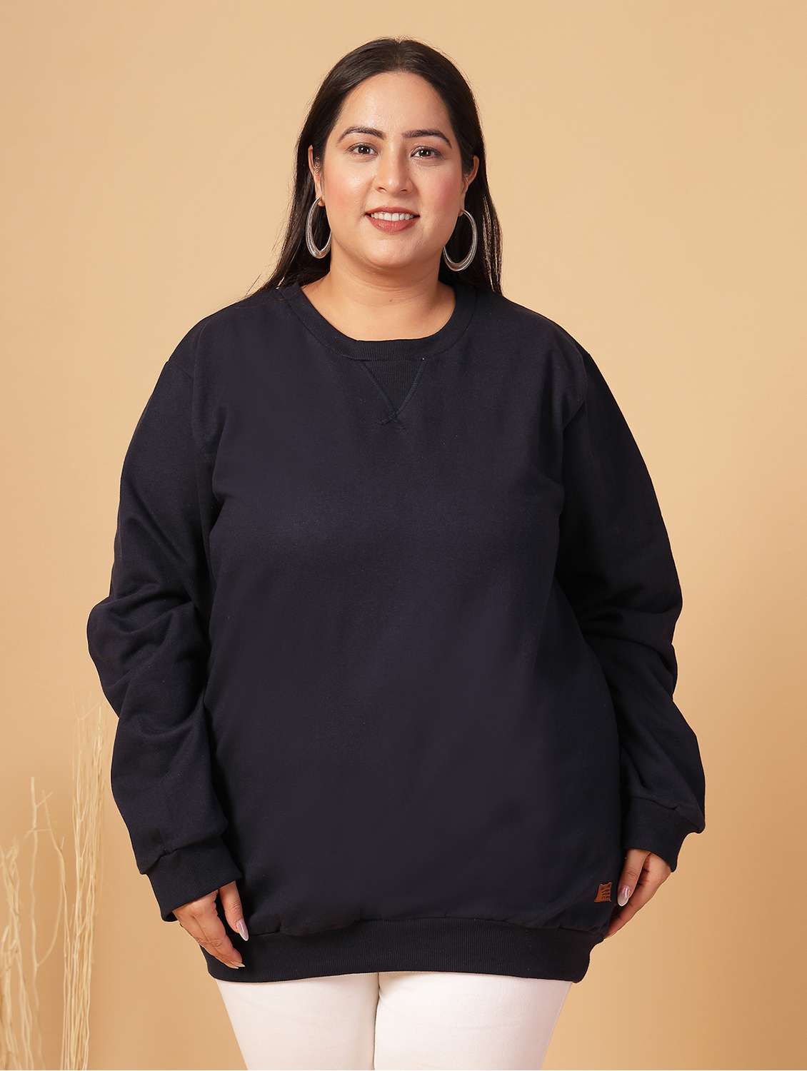 women plus size solid long sleeves sweatshirt - 21686025 -  Standard Image - 1