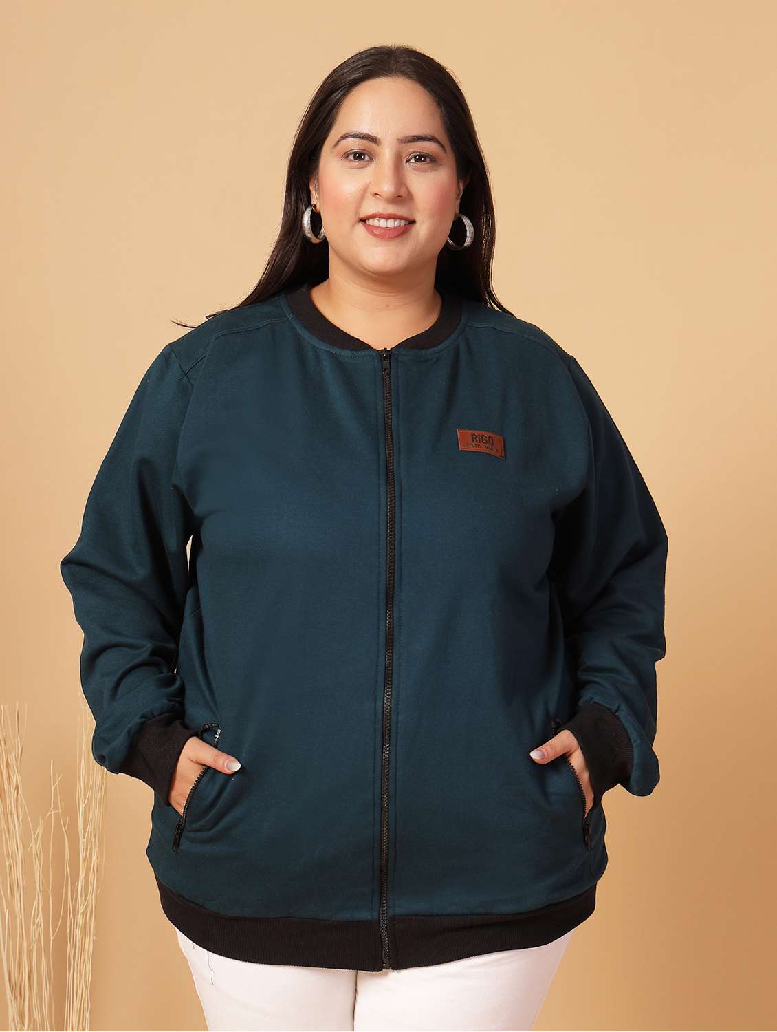women plus size solid long sleeves jacket - 21686027 -  Standard Image - 1