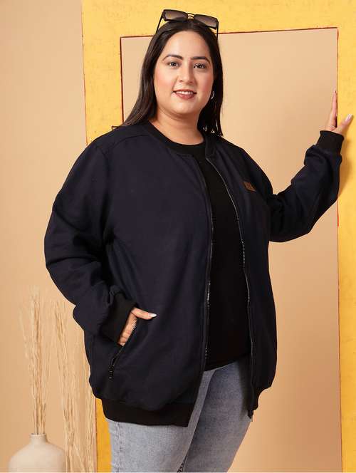 women plus size solid long sleeves jacket - 21686029 -  Standard Image - 0
