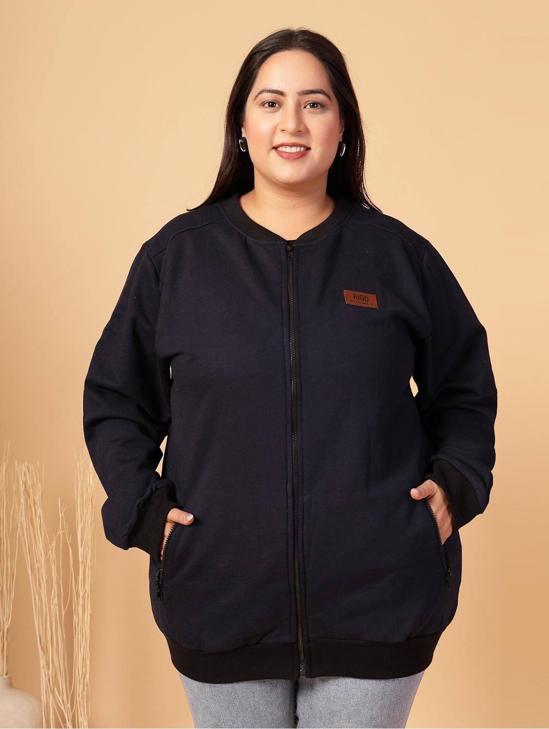 women plus size solid long sleeves jacket - 21686029 - Standard Image - 1