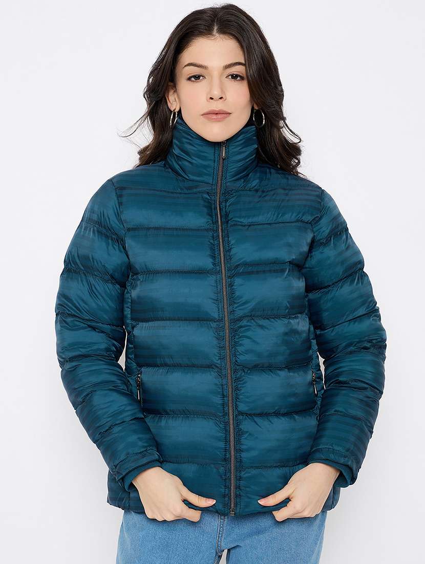 women solid long sleeves puffer jacket