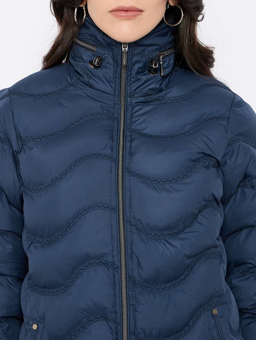 women solid long sleeves puffer jacket - 21686048 -  Standard Image - 4