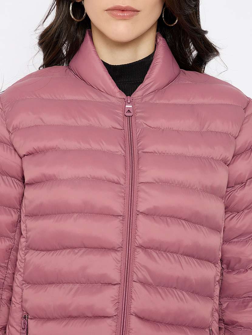 women solid long sleeves puffer jacket - 21686050 - Standard Image - 4