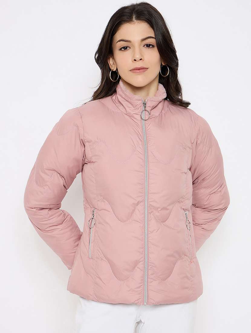 women solid long sleeves puffer jacket